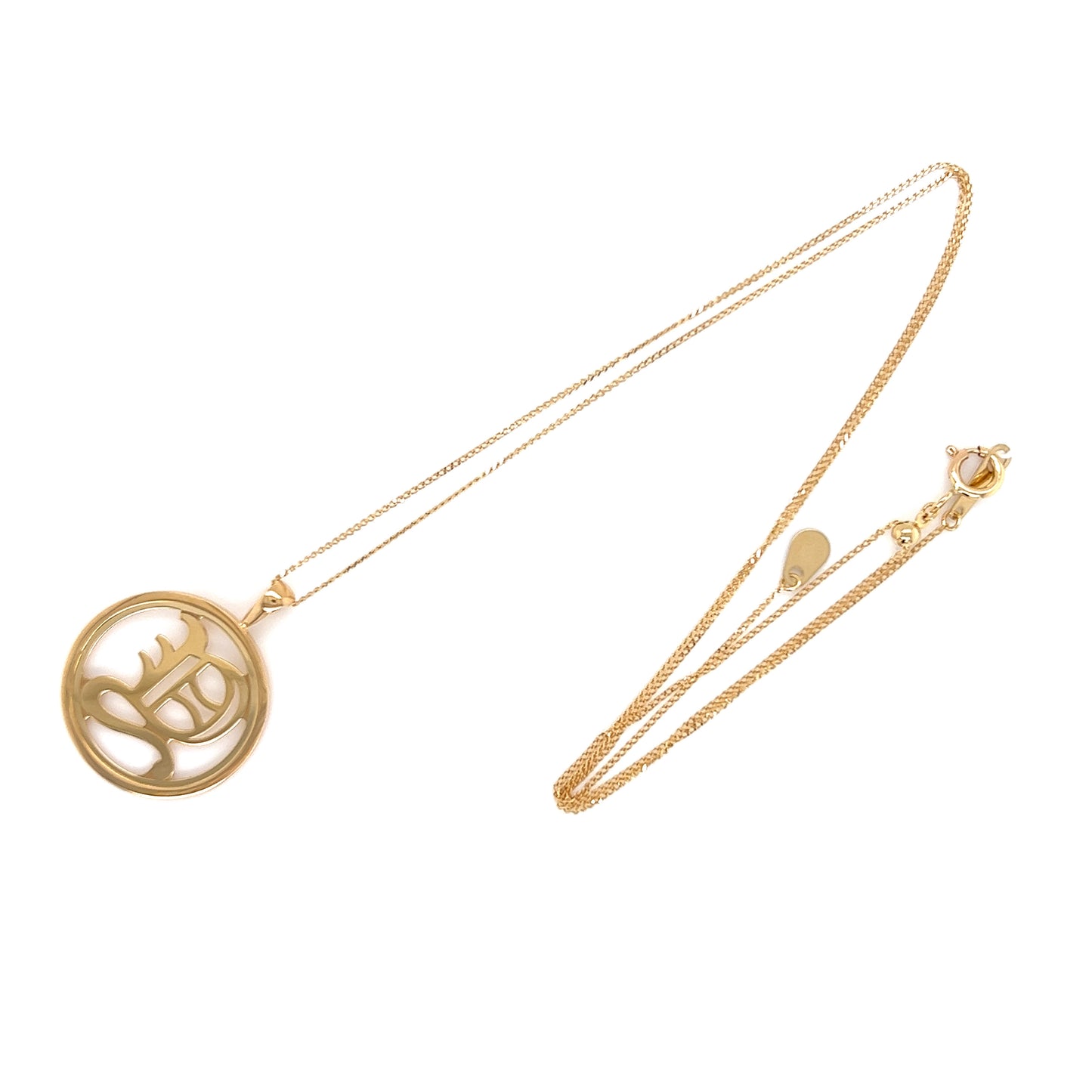 Gold Round Initial Y Necklace