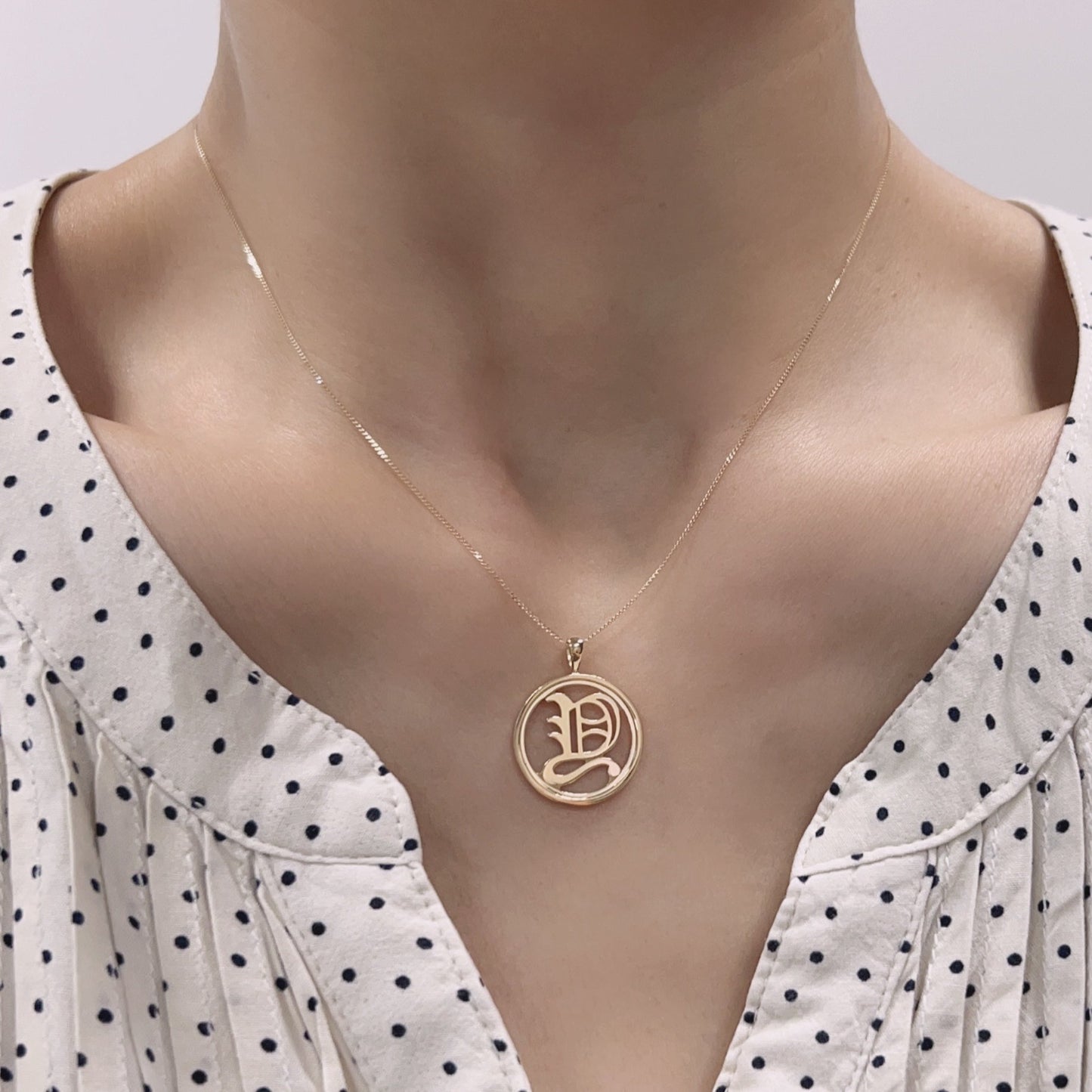 Gold Round Initial Y Necklace
