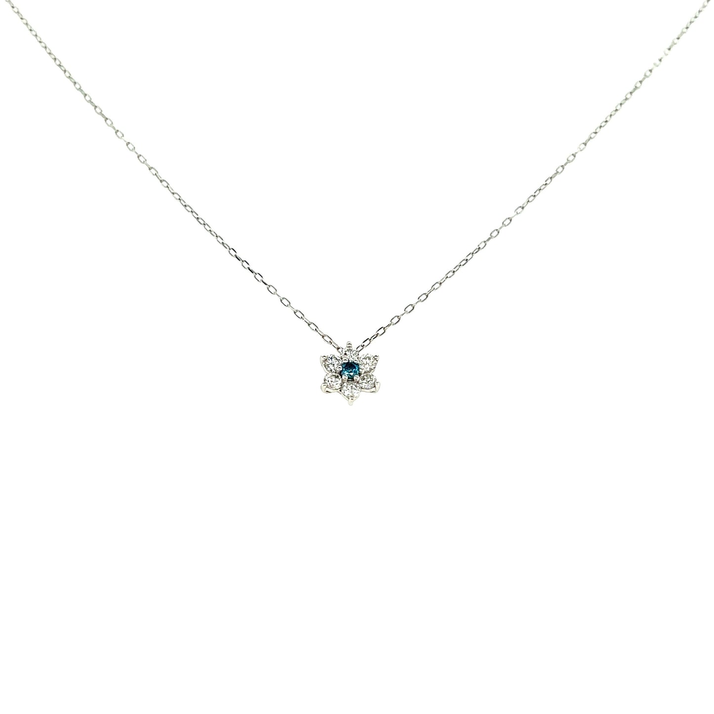 Treated Blue Dia Hexagram Star Necklace 0.02/0.14ct