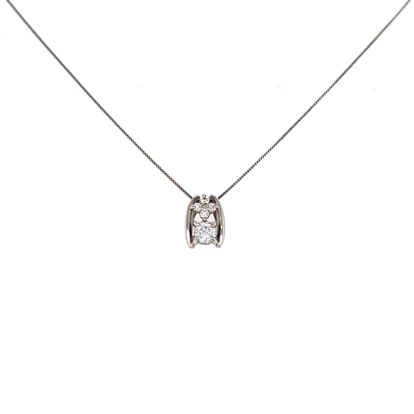 Four Tip flower Single Dia Necklace 0.202/0.05ct/GGS/D/SI2/G (GGS Certificate card)