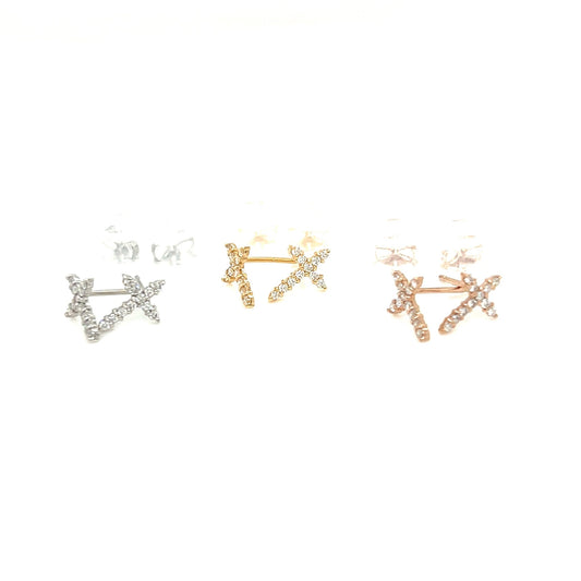 11 Dia Cross Earrings 0.1ct - JMW Jewelry Wholesale