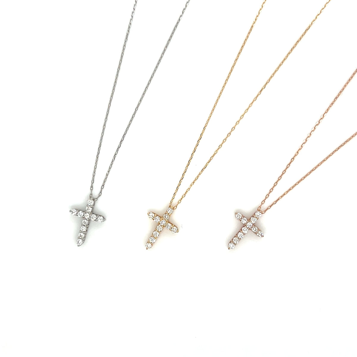 11 Dia Cross Necklace 0.1ct - JMW Jewelry Wholesale