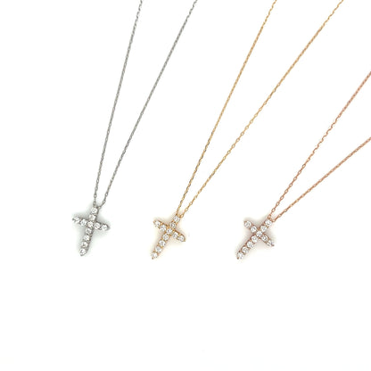 11 Dia Cross Necklace 0.1ct - JMW Jewelry Wholesale