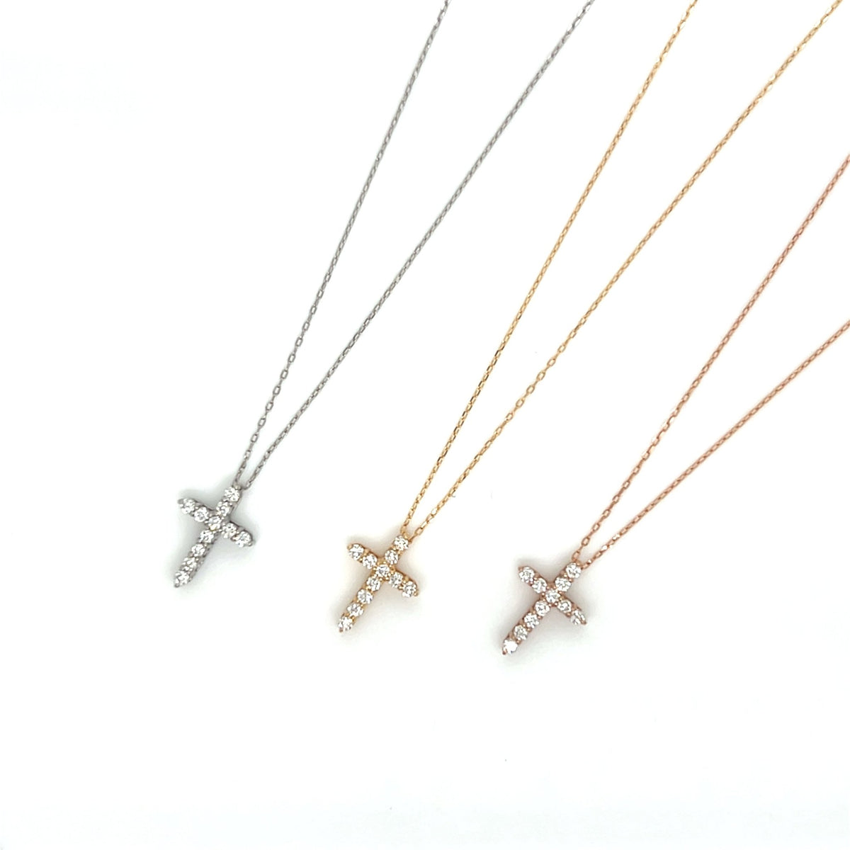 11 Dia Cross Necklace 0.1ct - JMW Jewelry Wholesale