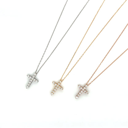 11 Dia Cross Necklace 0.1ct - JMW Jewelry Wholesale