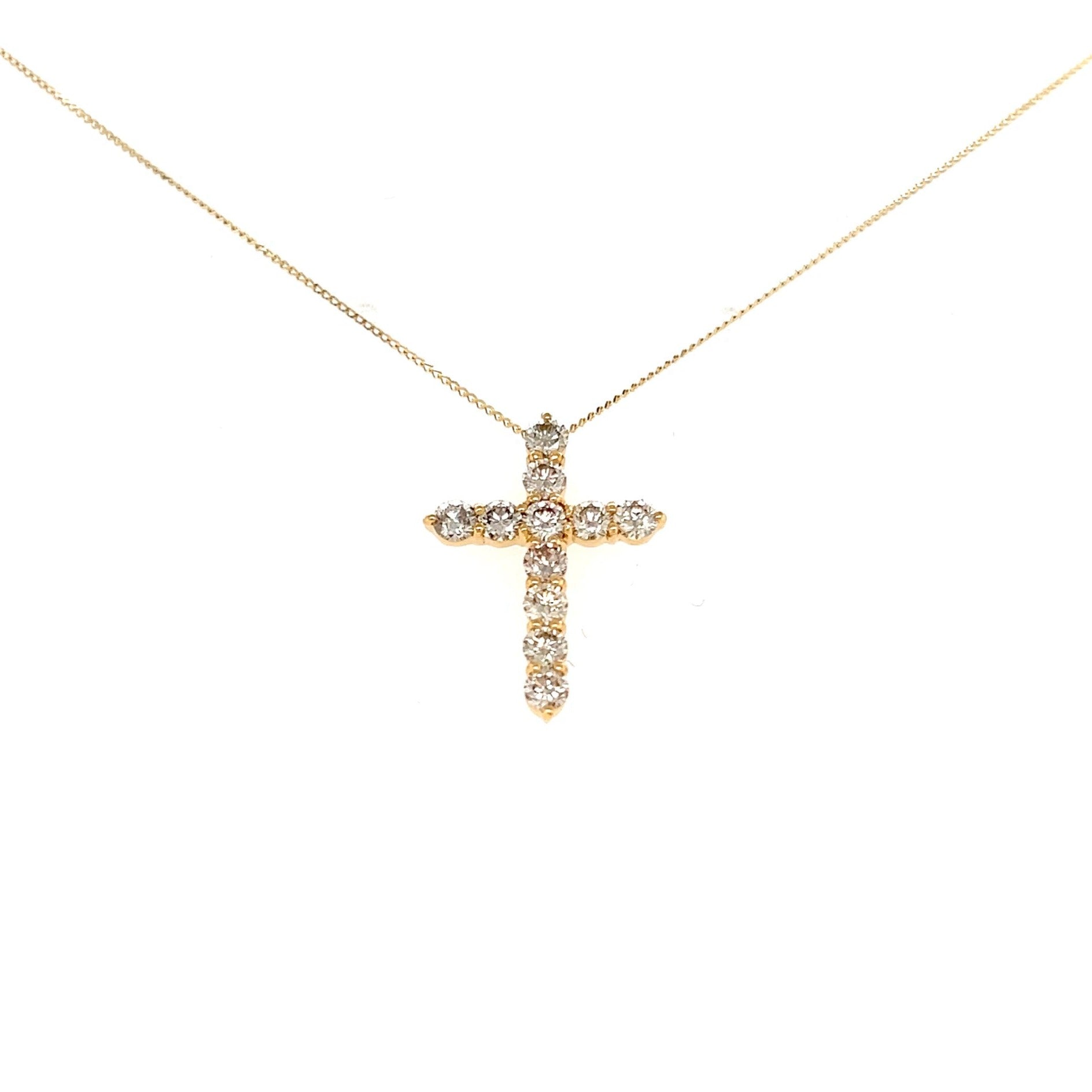 11 Dia Cross Necklace 1ct - JMW Jewelry Wholesale