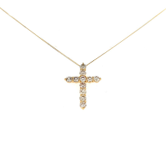 11 Dia Cross Necklace 1ct - JMW Jewelry Wholesale