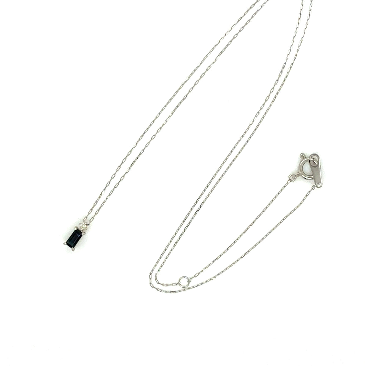 Sapphire Vertical Baguette with Dia Necklace 0.01ct