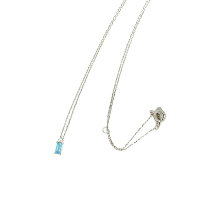 Blue Topaz Vertical Baguette with Dia Necklace 0.01ct