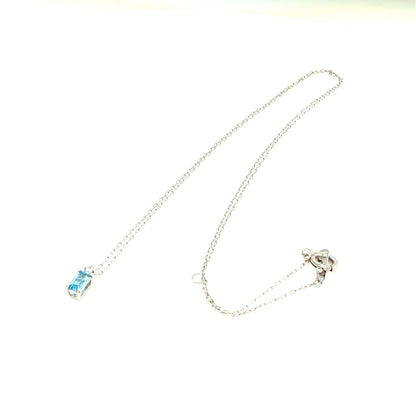 Blue Topaz Vertical Baguette with Dia Necklace 0.01ct
