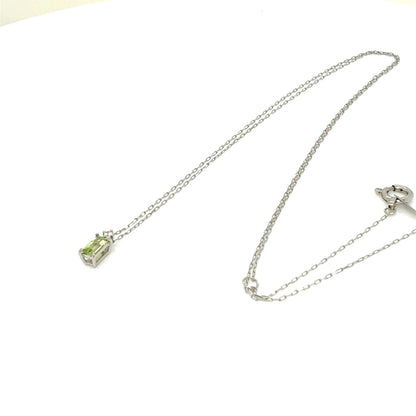 Peridot Vertical Baguette with Dia Necklace 0.01ct