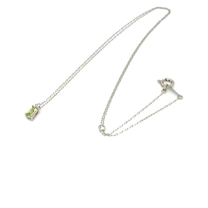 Peridot Vertical Baguette with Dia Necklace 0.01ct