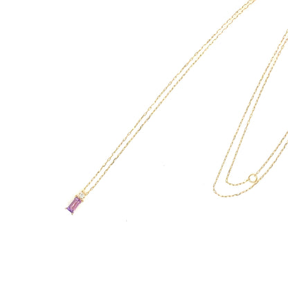 Amethyst Vertical Baguette with Dia Necklace 0.01ct