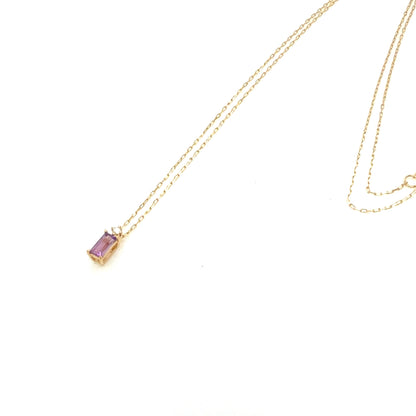Amethyst Vertical Baguette with Dia Necklace 0.01ct