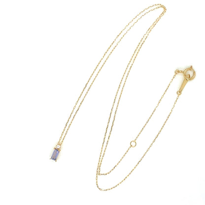 Tanzanite Vertical Baguette with Dia Necklace 0.01ct