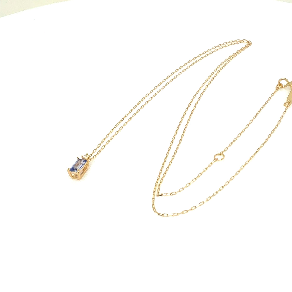 Tanzanite Vertical Baguette with Dia Necklace 0.01ct