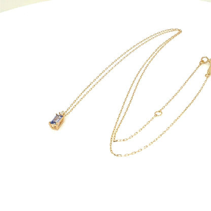 Tanzanite Vertical Baguette with Dia Necklace 0.01ct