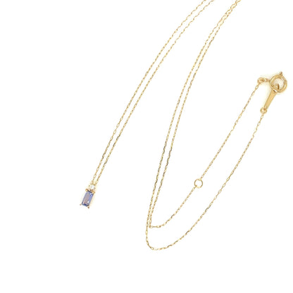 Tanzanite Vertical Baguette with Dia Necklace 0.01ct