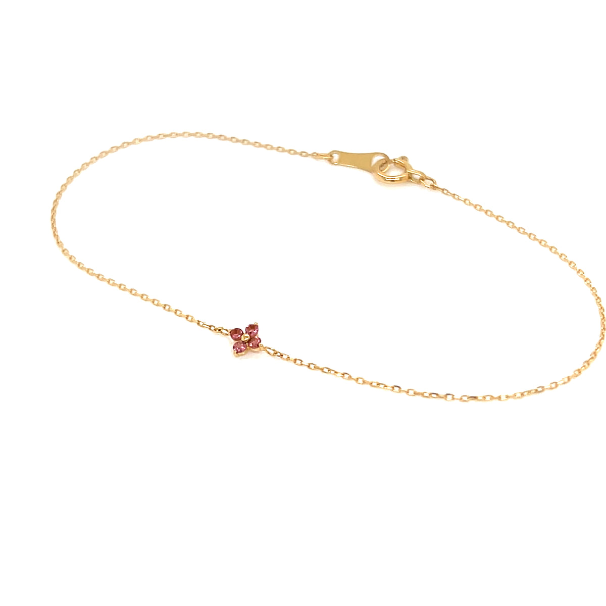 Pink Tourmaline Clover Bracelet