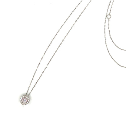 Natural Pink Diamond Halo Necklace 0.13/0.06ct