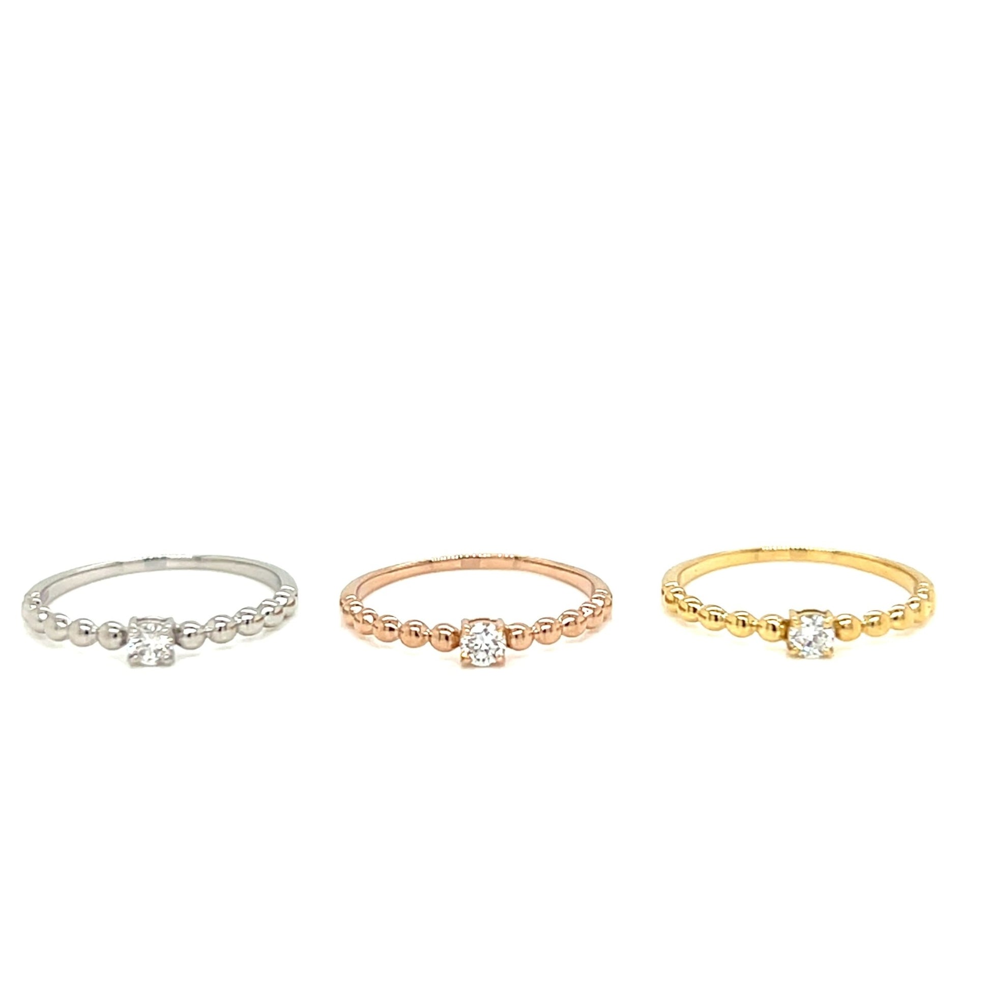 4 - prong Dia Beads Ring 0.1ct - JMW Jewelry Wholesale