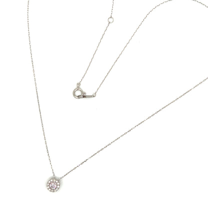 Natural Pink Diamond Halo Necklace 0.13/0.06ct
