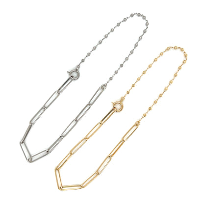 Gold Wide Paperclip with Beads chain