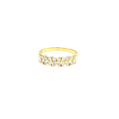 Gold ring with diamonds on a white background