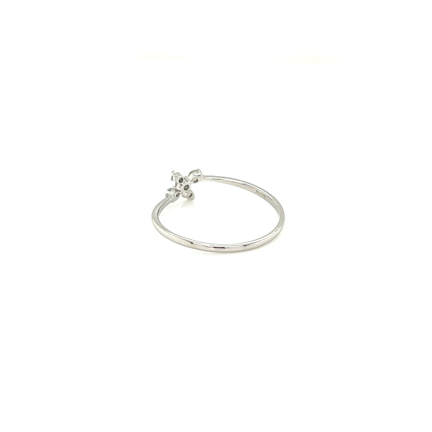 Platinum Cross ring with a small diamond on a white background