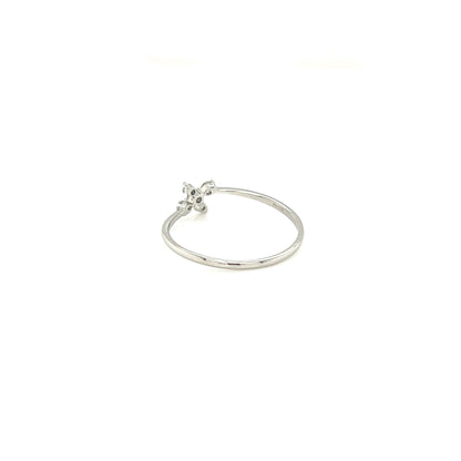 Platinum Cross ring with a small diamond on a white background