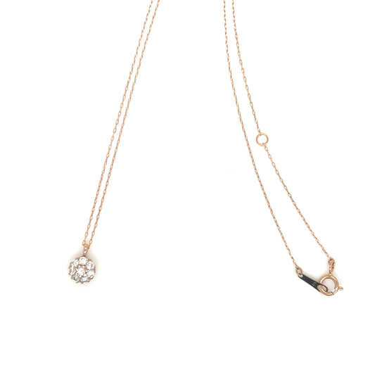Pink Dia Round Flower Necklace 0.01/0.04ct