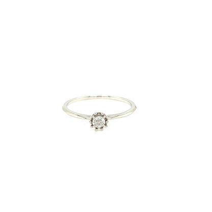 Rose cut Single Dia Sunflower Ring 0.08ct