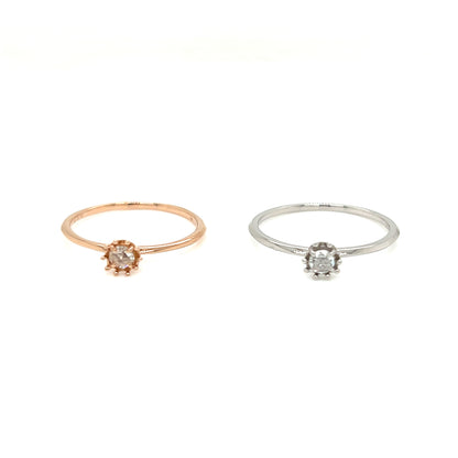 Rose cut Single Dia Sunflower Ring 0.08ct