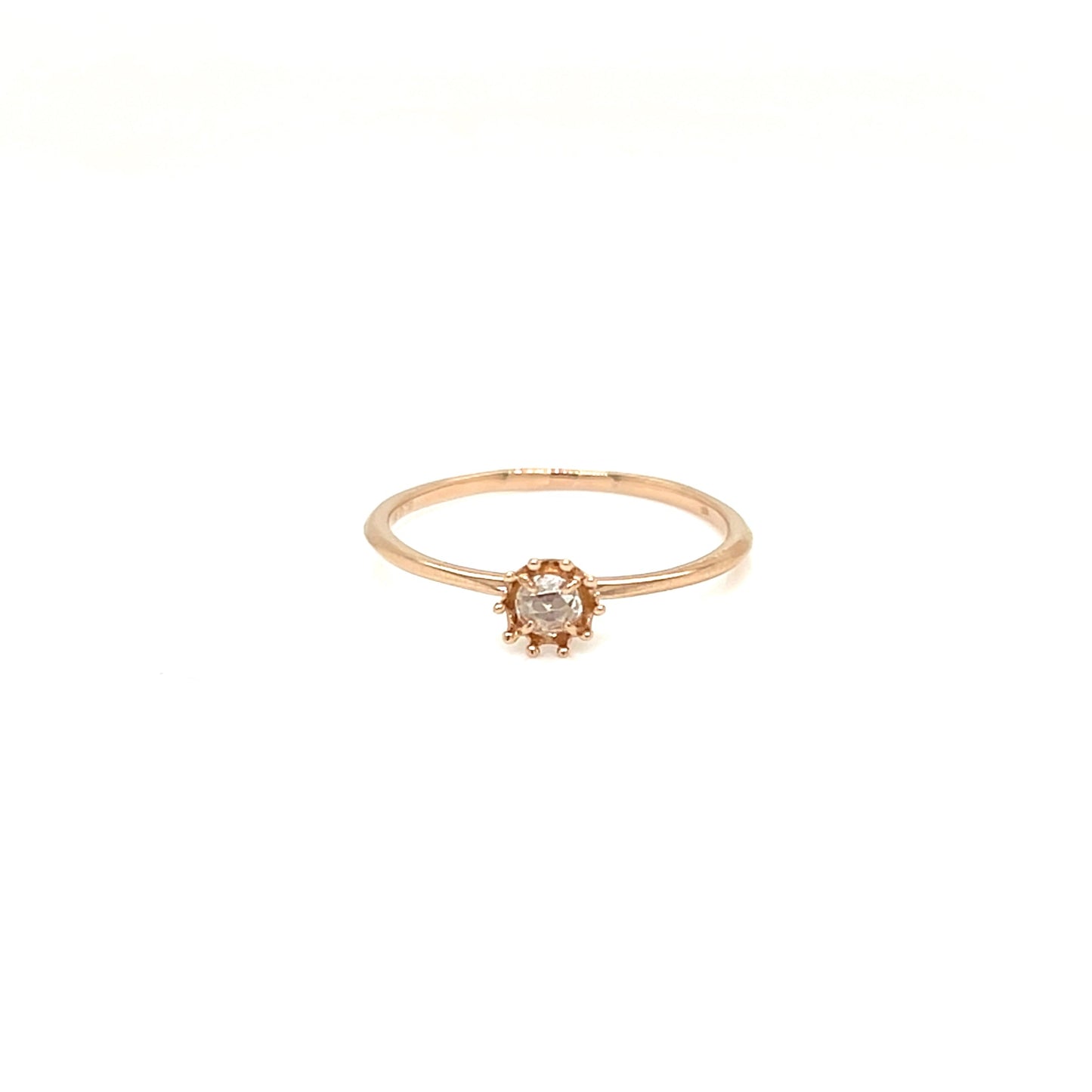 Rose cut Single Dia Sunflower Ring 0.08ct