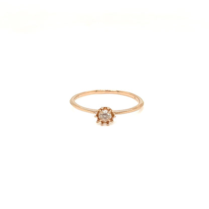 Rose cut Single Dia Sunflower Ring 0.08ct