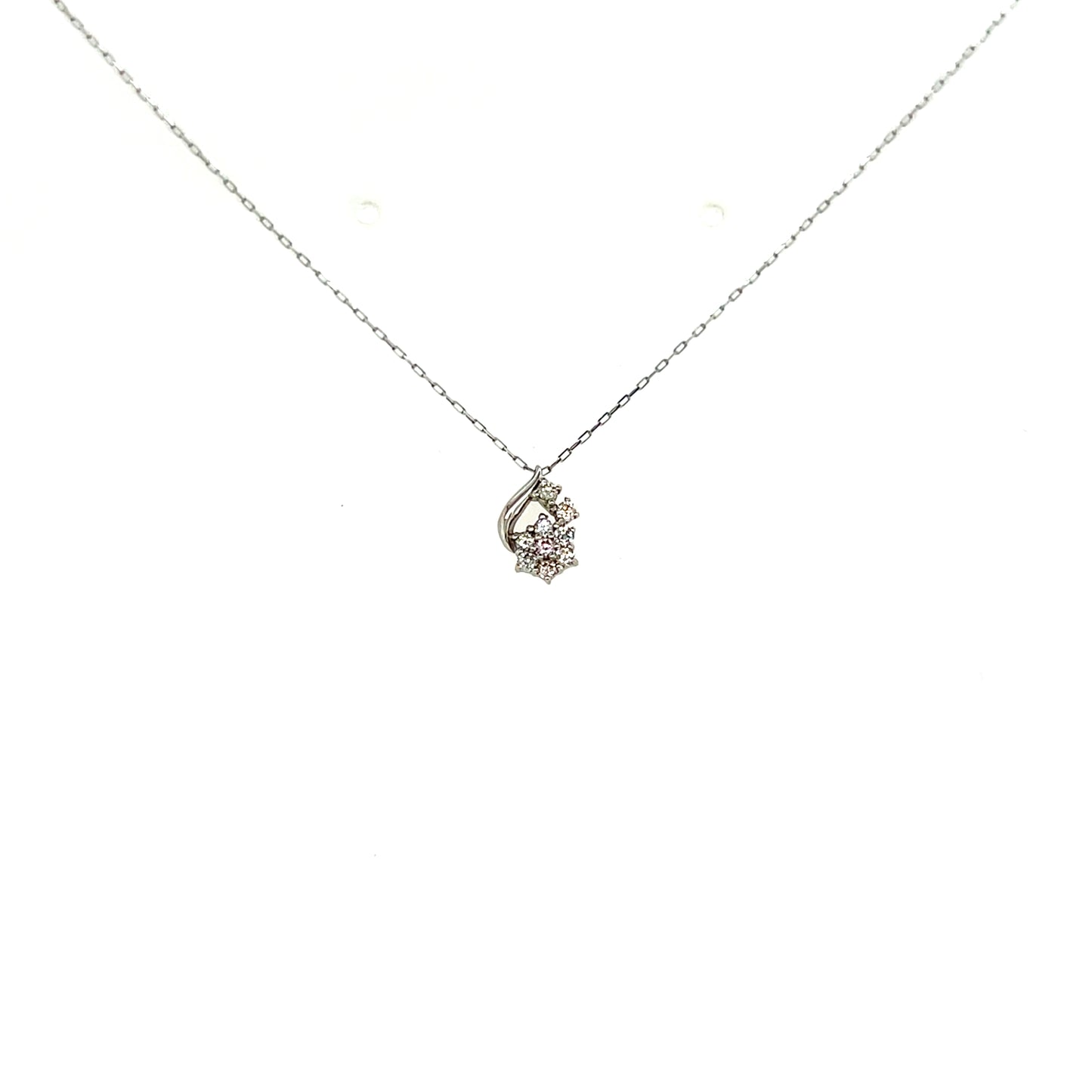 Pink Dia Dangle Flower Necklace 0.01/0.09ct