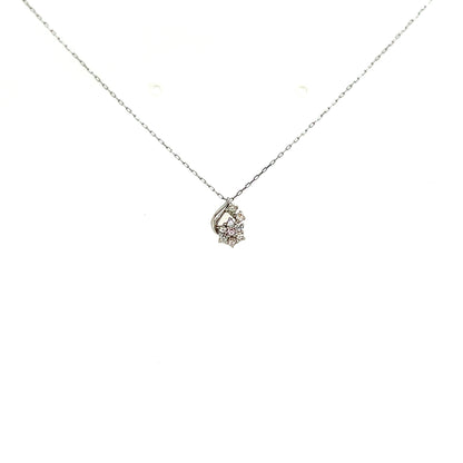 Pink Dia Dangle Flower Necklace 0.01/0.09ct