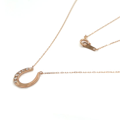 Half Dia Horseshoe Necklace 0.1ct