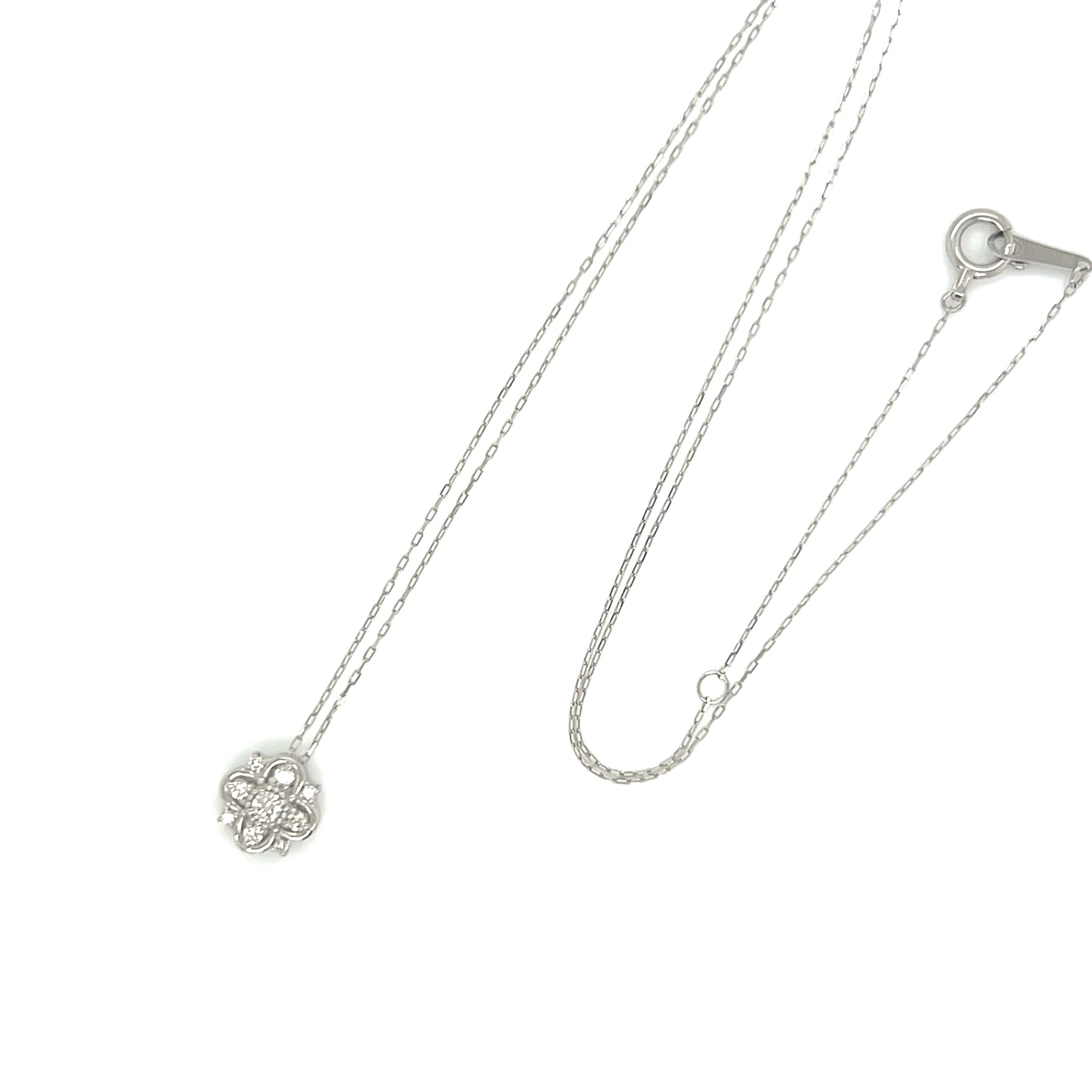 Natural Pink Dia 5 Dia Flower Necklace 0.01/0.08ct