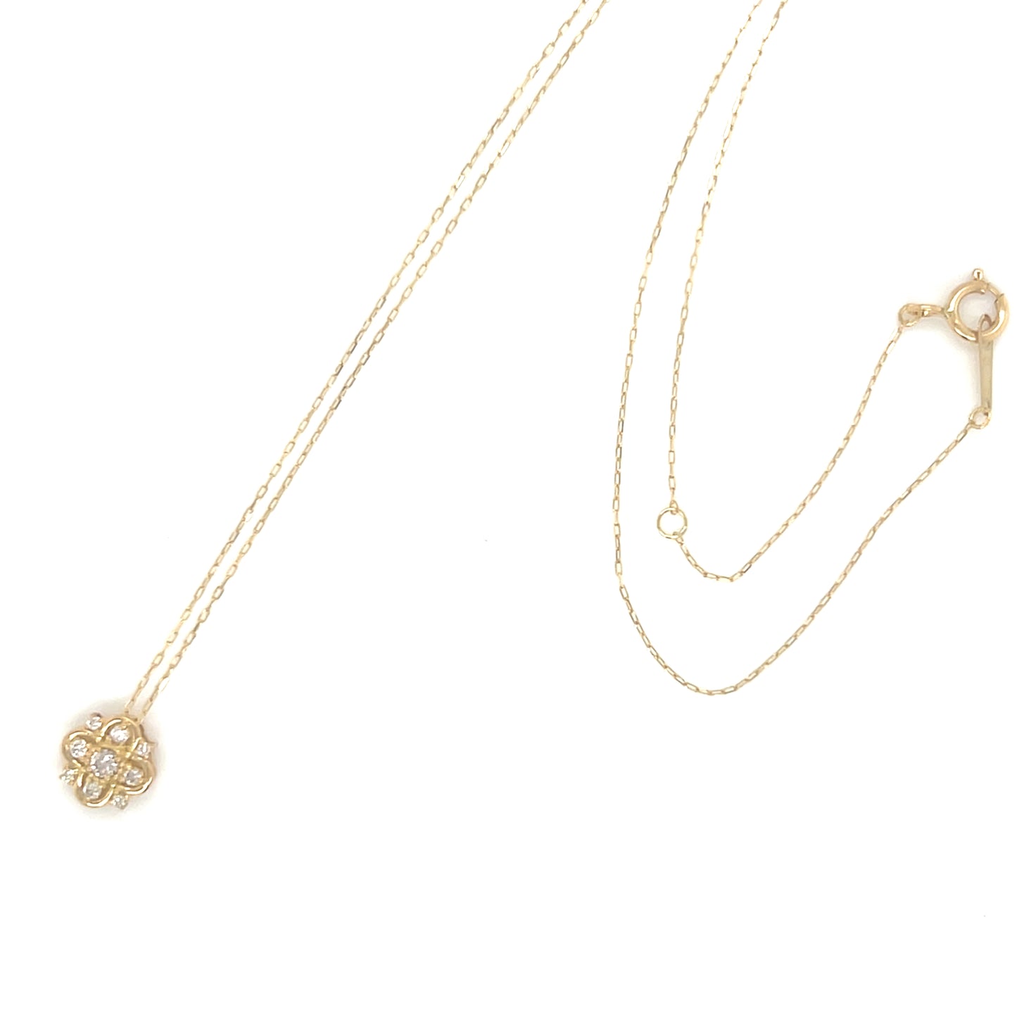 Natural Pink Dia 5 Dia Flower Necklace 0.01/0.08ct