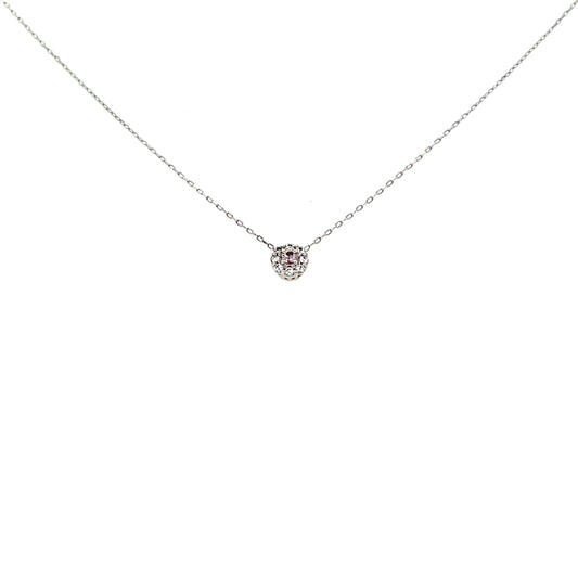 Pink Dia Round Flower Necklace 0.01/0.04ct