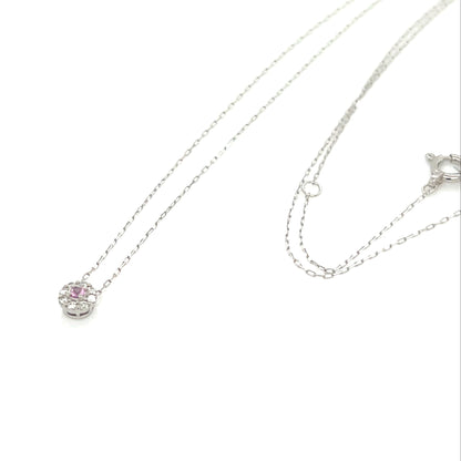 Pink Sapphire Round Flower Necklace 0.02/0.04ct