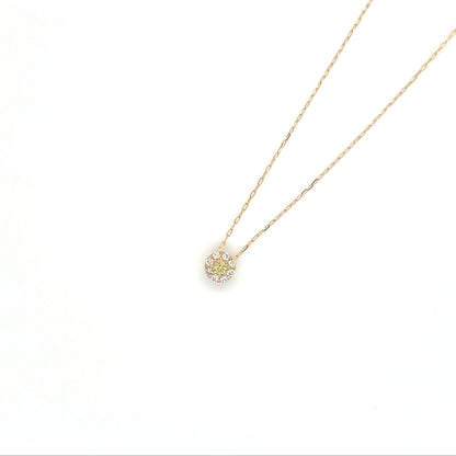 Yellow Sapphire Round Flower Necklace 0.02/0.04ct
