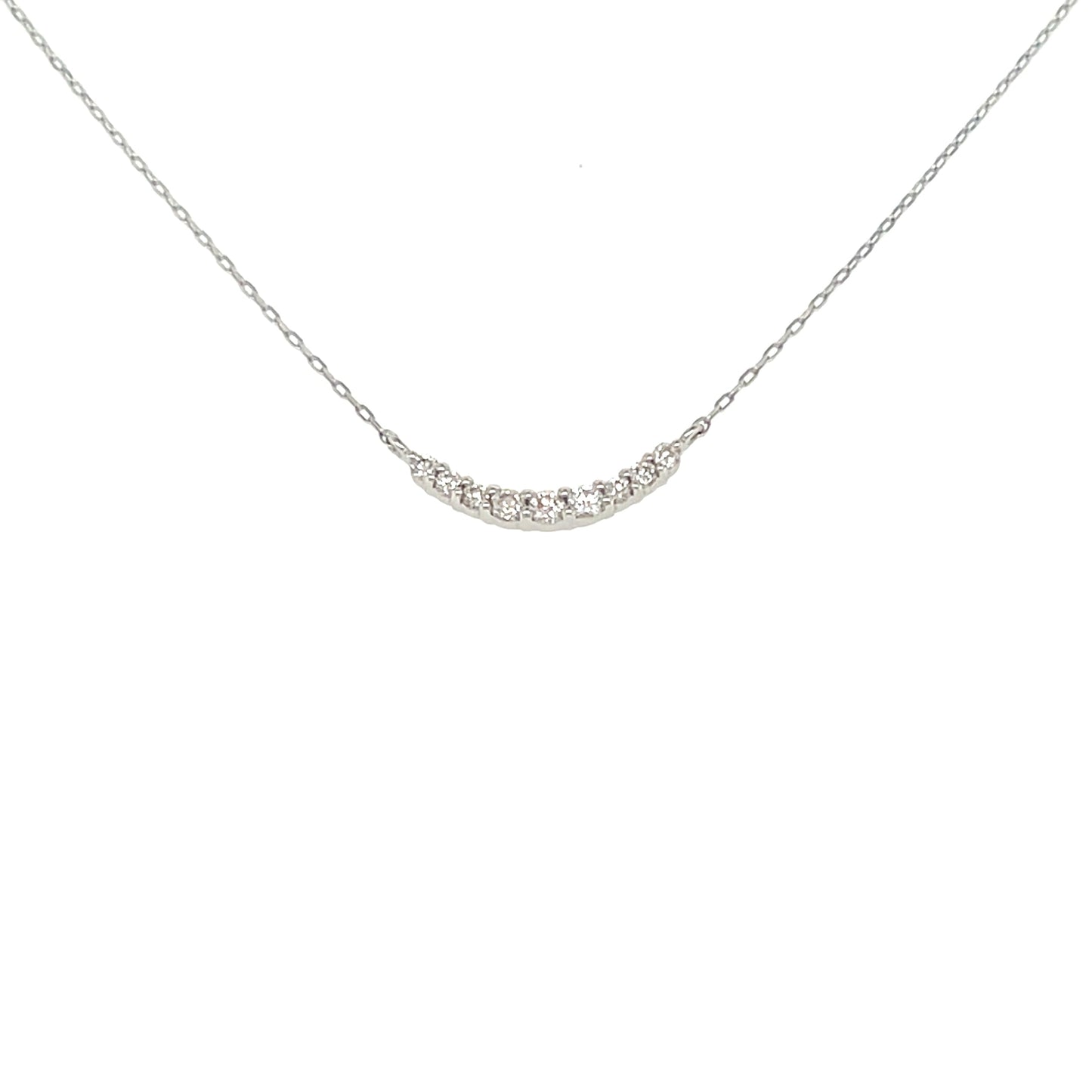 Delicate smile 18k gold necklace on a white background