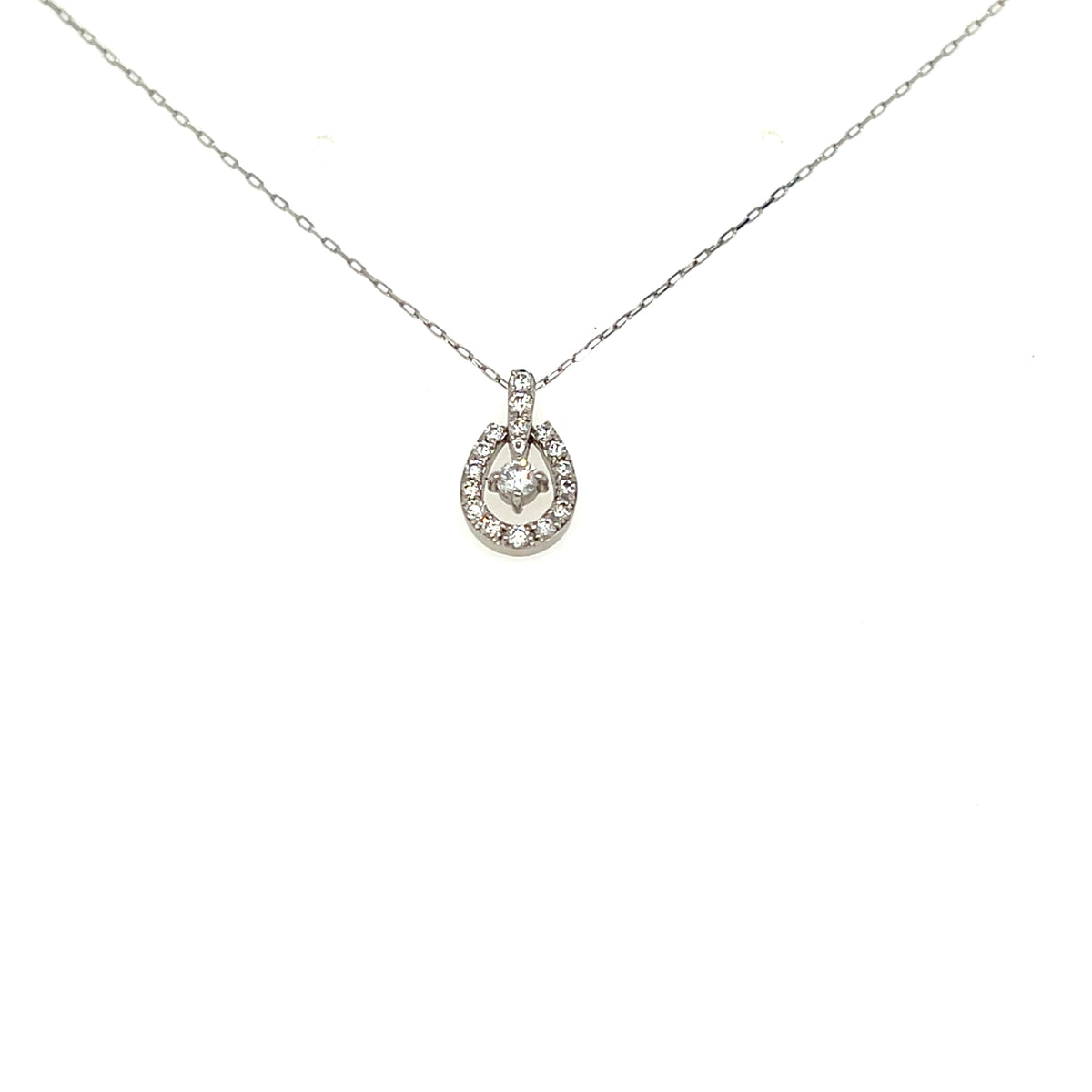 Floating Dia Horseshoe Necklace 0.12ct