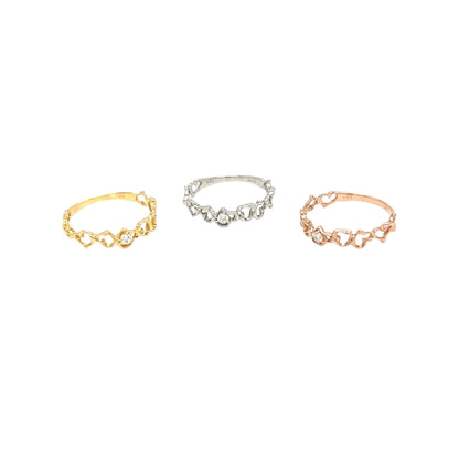 Pinky Hollow Heart Ring 0.03ct