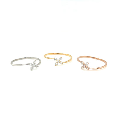 Cross Flower Ring 0.1ct