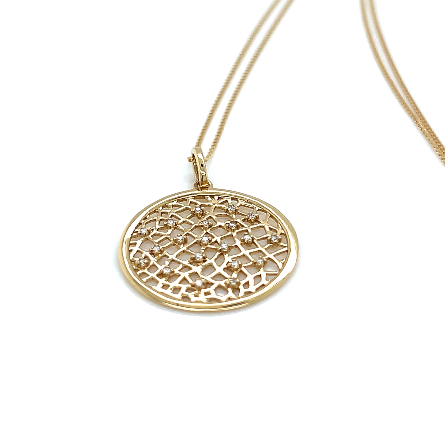 Gold Round Stardust Necklace 0.12ct