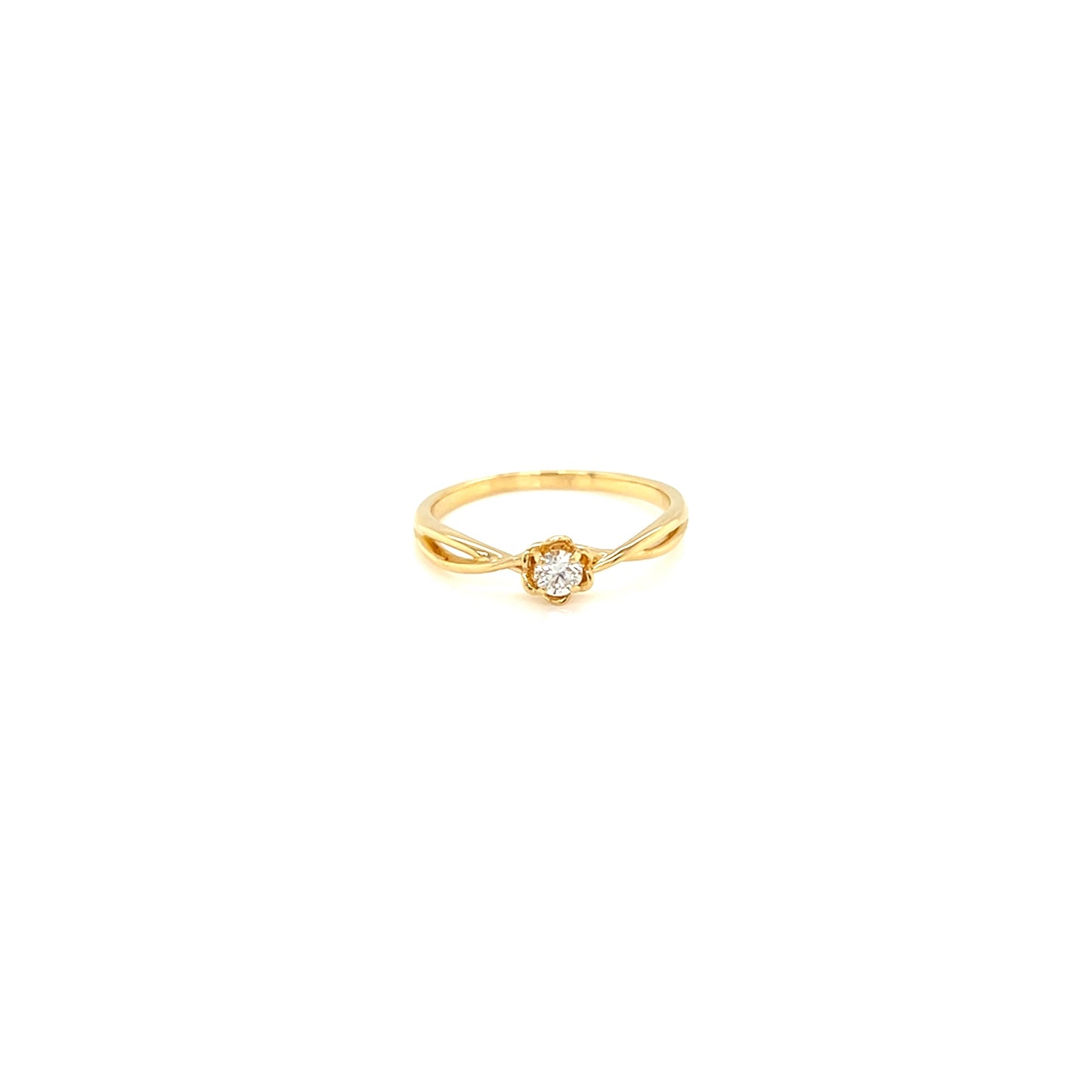 Single Dia Flower Ring 0.12ct