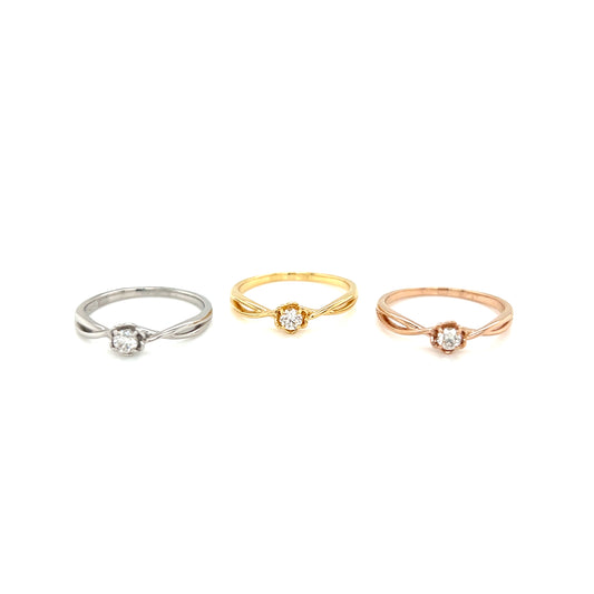 Single Dia Flower Ring 0.12ct